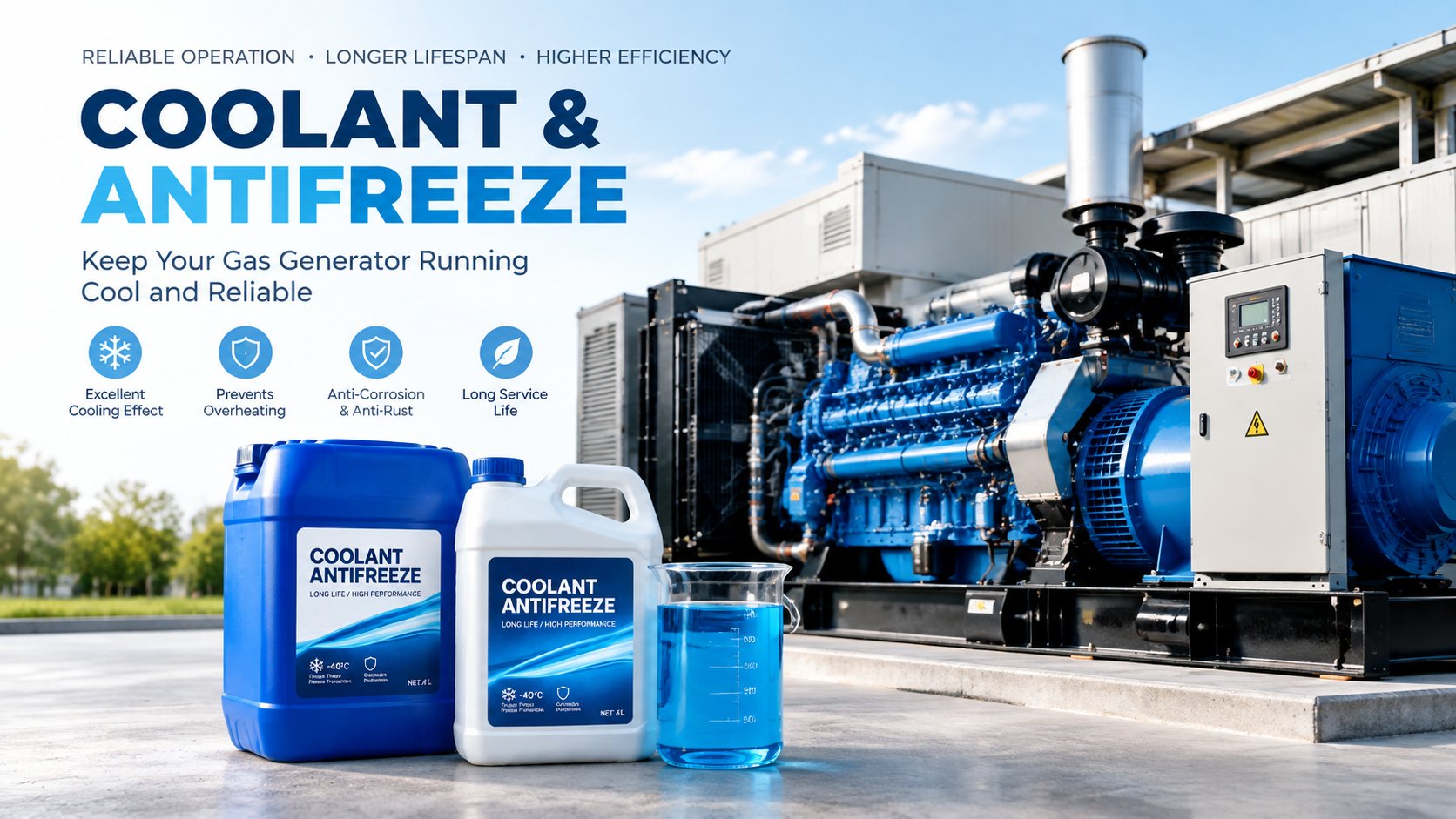 Gas Gensets with coolant & antifrizee